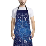 Zodiac Signs Wheel Print Bib Apron With Pocket