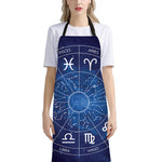 Zodiac Signs Wheel Print Bib Apron With Pocket