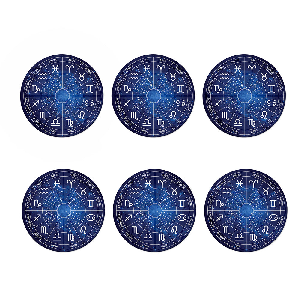 Zodiac Signs Wheel Print Coaster Set