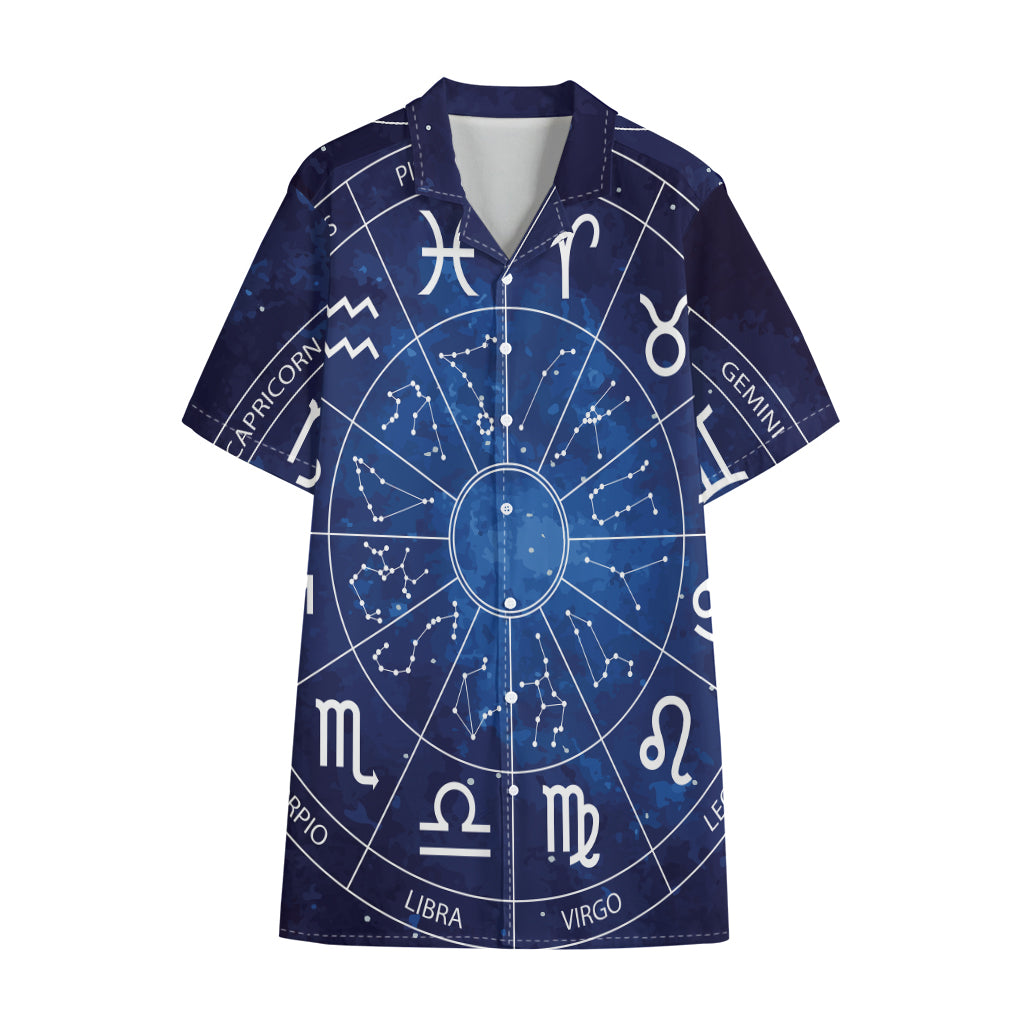 Zodiac Signs Wheel Print Cotton Hawaiian Shirt