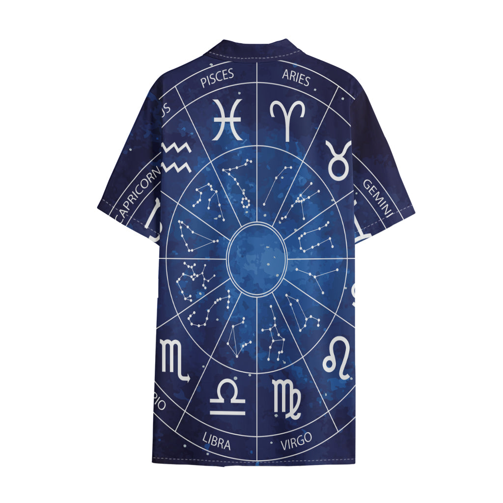 Zodiac Signs Wheel Print Cotton Hawaiian Shirt