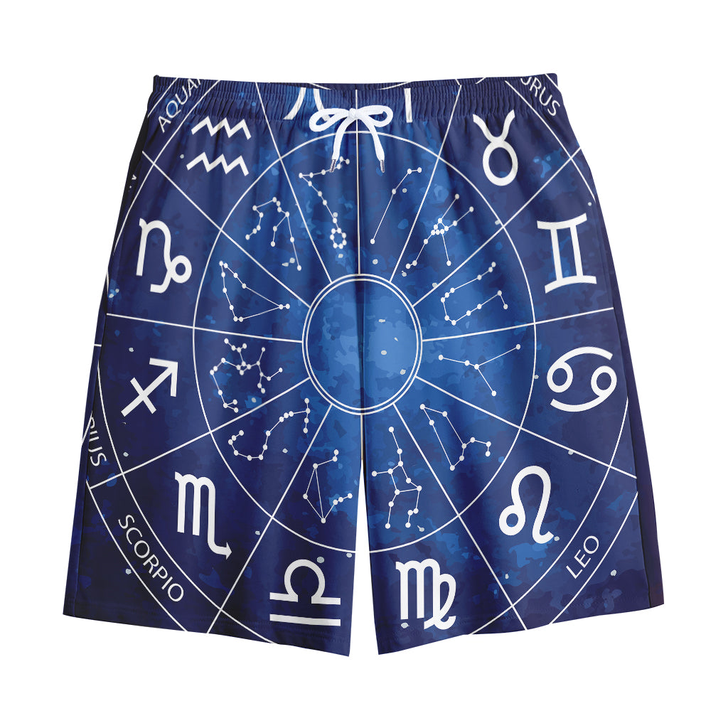 Zodiac Signs Wheel Print Cotton Shorts