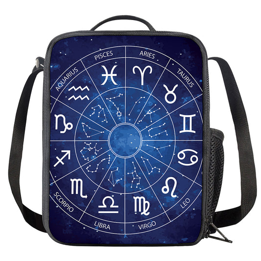 Zodiac Signs Wheel Print Crossbody Lunch Bag
