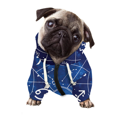 Zodiac Signs Wheel Print Dog Zip Up Hoodie