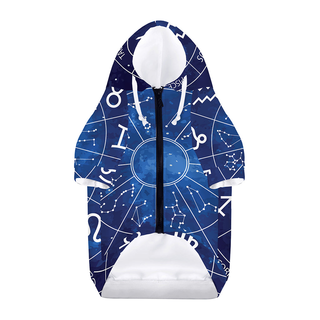 Zodiac Signs Wheel Print Dog Zip Up Hoodie
