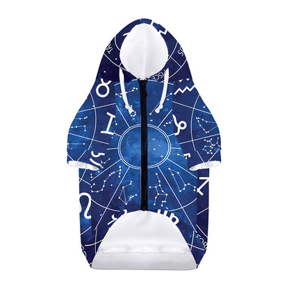 Zodiac Signs Wheel Print Dog Zip Up Hoodie