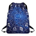 Zodiac Signs Wheel Print Drawstring Backpack