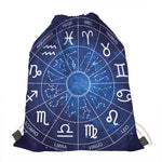 Zodiac Signs Wheel Print Drawstring Bag