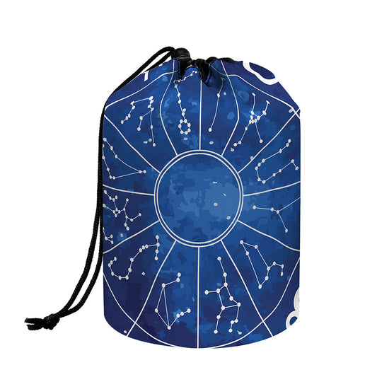 Zodiac Signs Wheel Print Drawstring Makeup Bag