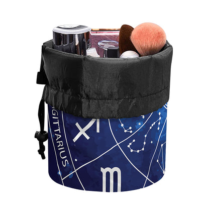 Zodiac Signs Wheel Print Drawstring Makeup Bag