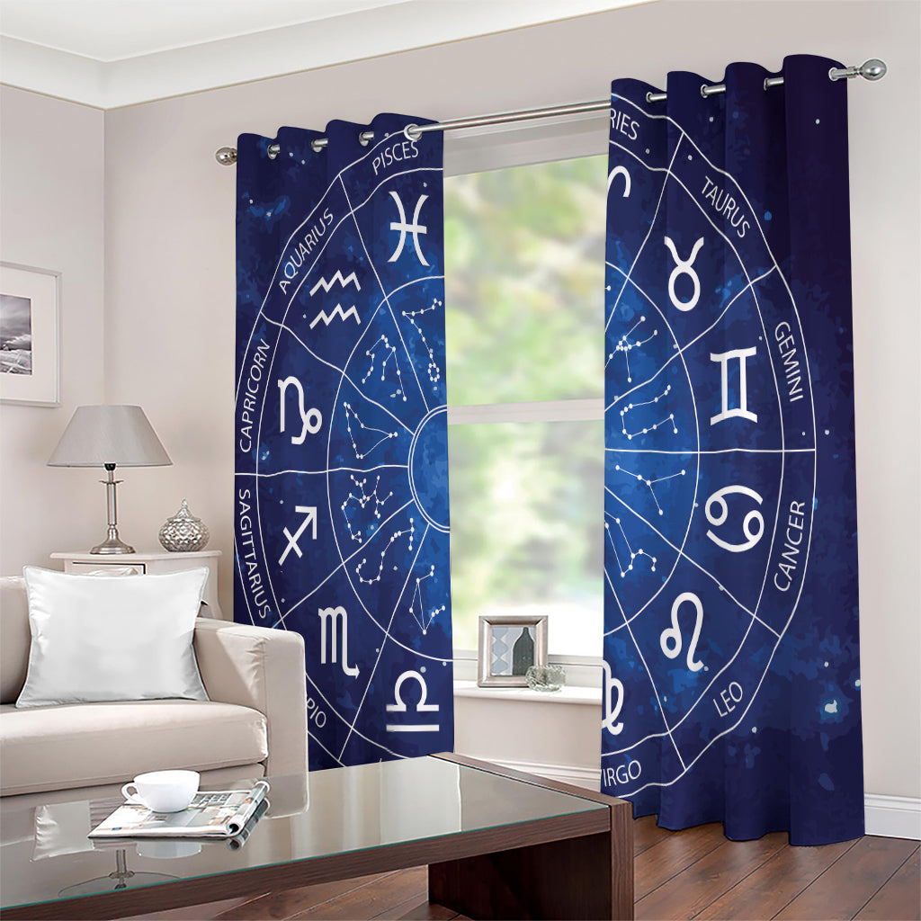 Zodiac Signs Wheel Print Extra Wide Grommet Curtains