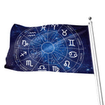 Zodiac Signs Wheel Print Flag