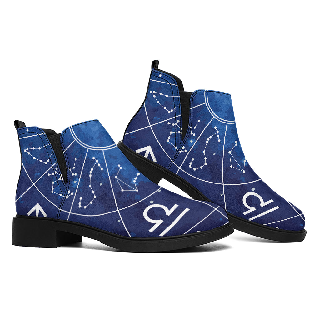 Zodiac Signs Wheel Print Flat Ankle Boots