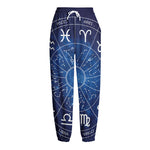 Zodiac Signs Wheel Print Fleece Lined Knit Pants