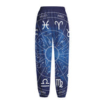 Zodiac Signs Wheel Print Fleece Lined Knit Pants