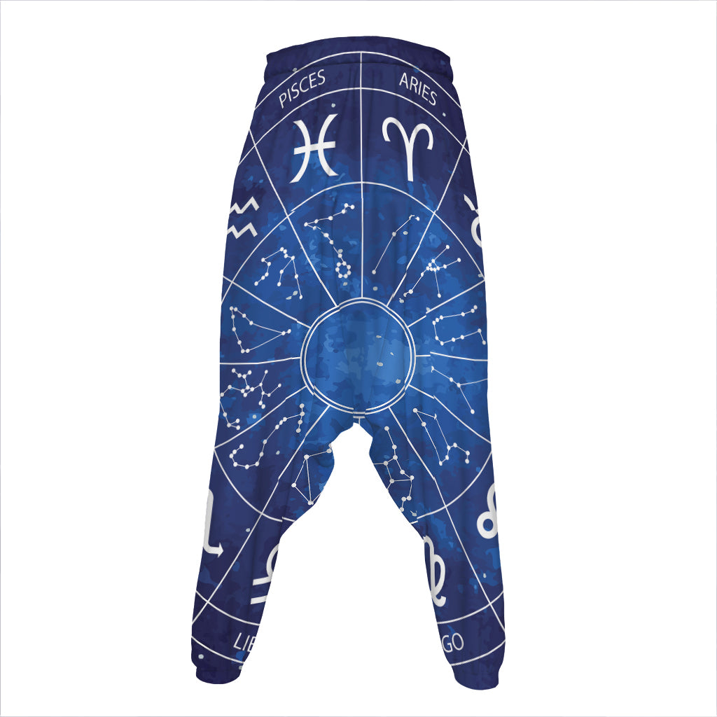 Zodiac Signs Wheel Print Hammer Pants
