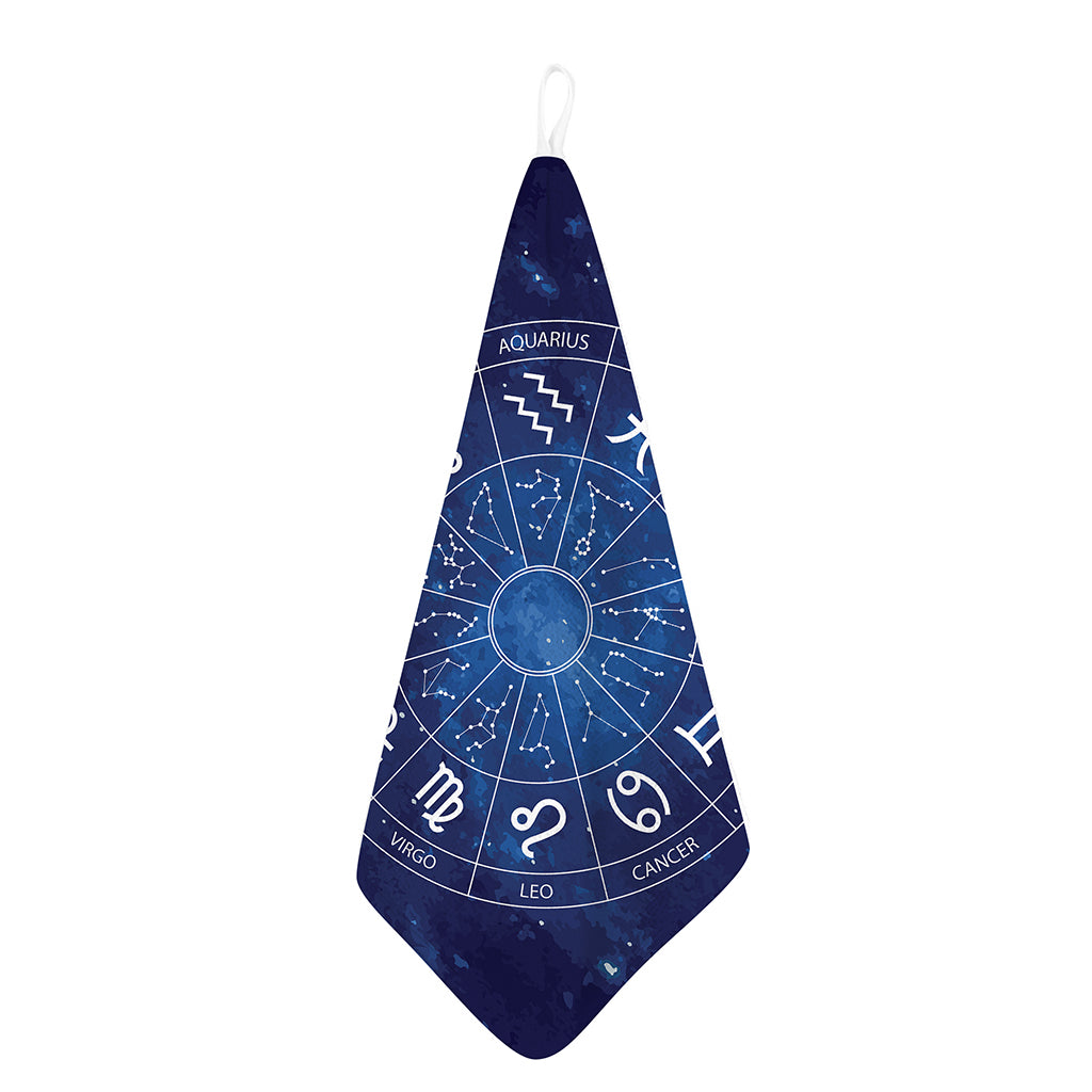 Zodiac Signs Wheel Print Hand Towel