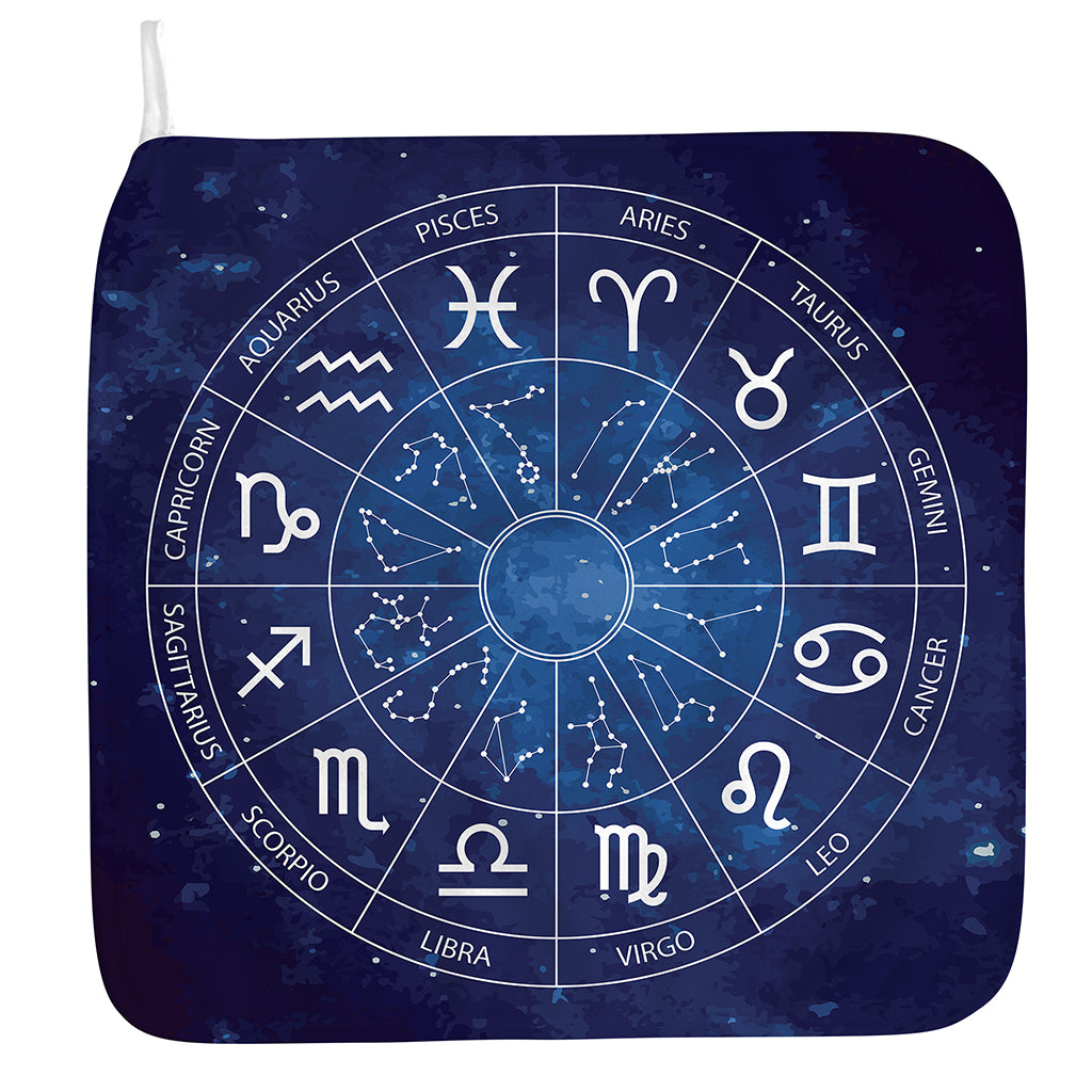 Zodiac Signs Wheel Print Hand Towel
