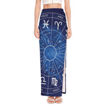 Zodiac Signs Wheel Print High Slit Maxi Skirt
