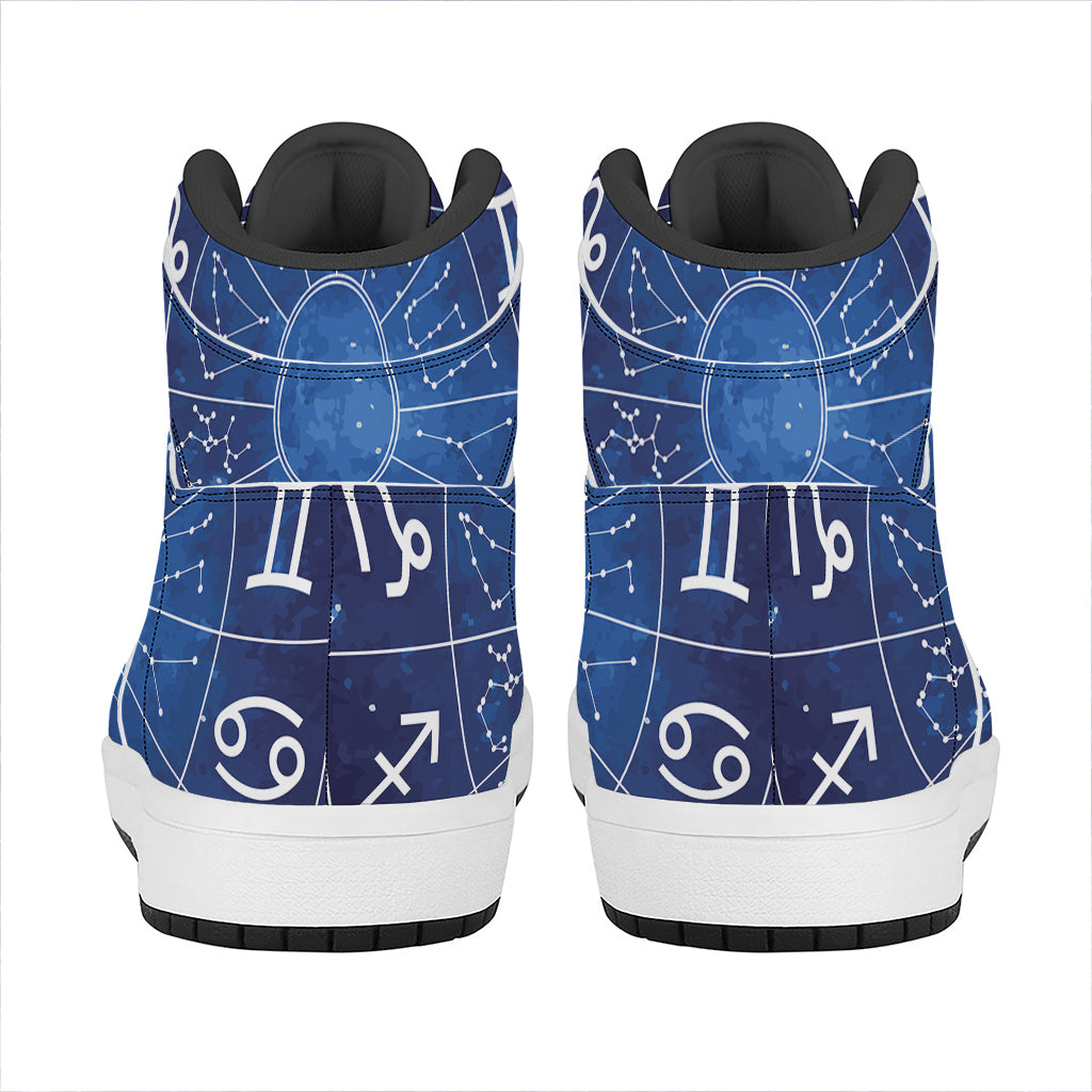 Zodiac Signs Wheel Print High Top Leather Sneakers