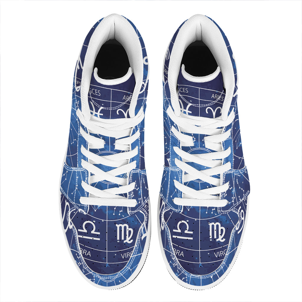 Zodiac Signs Wheel Print High Top Leather Sneakers
