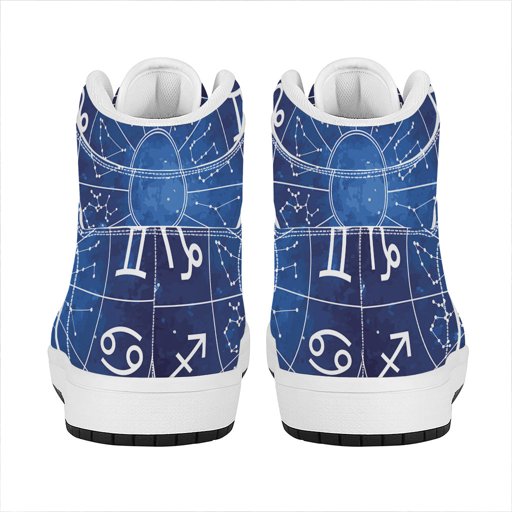 Zodiac Signs Wheel Print High Top Leather Sneakers