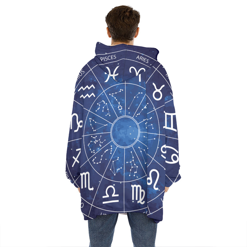 Zodiac Signs Wheel Print Hoodie Blanket