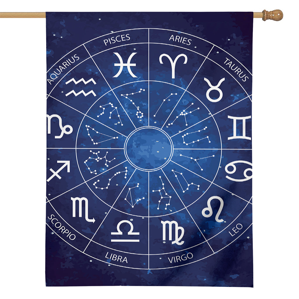 Zodiac Signs Wheel Print House Flag