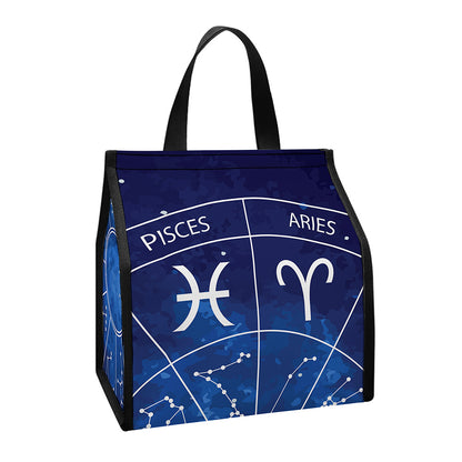 Zodiac Signs Wheel Print Insulated Lunch Tote