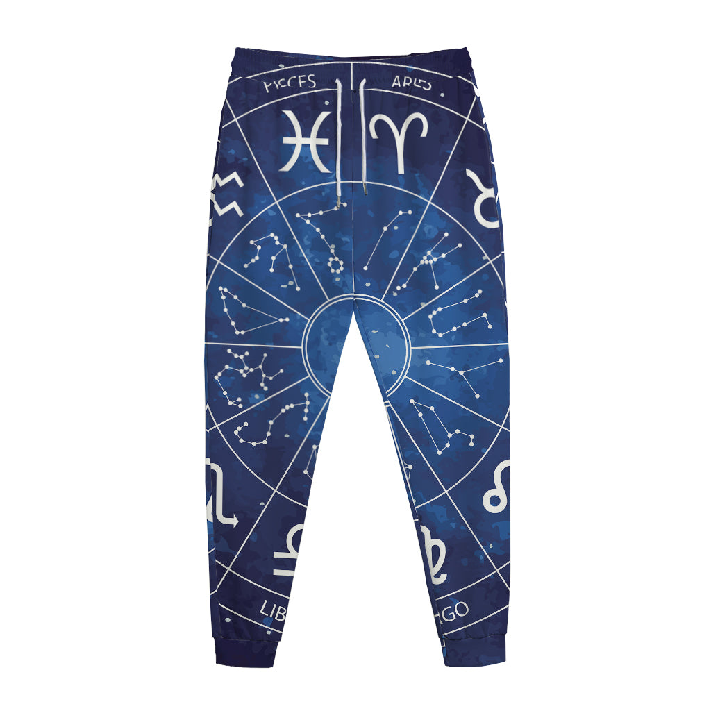 Zodiac Signs Wheel Print Jogger Pants