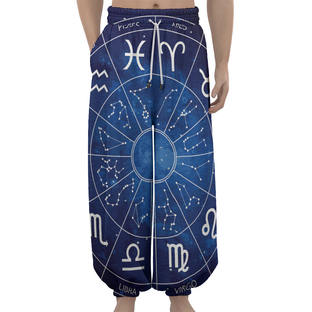 Zodiac Signs Wheel Print Lantern Pants