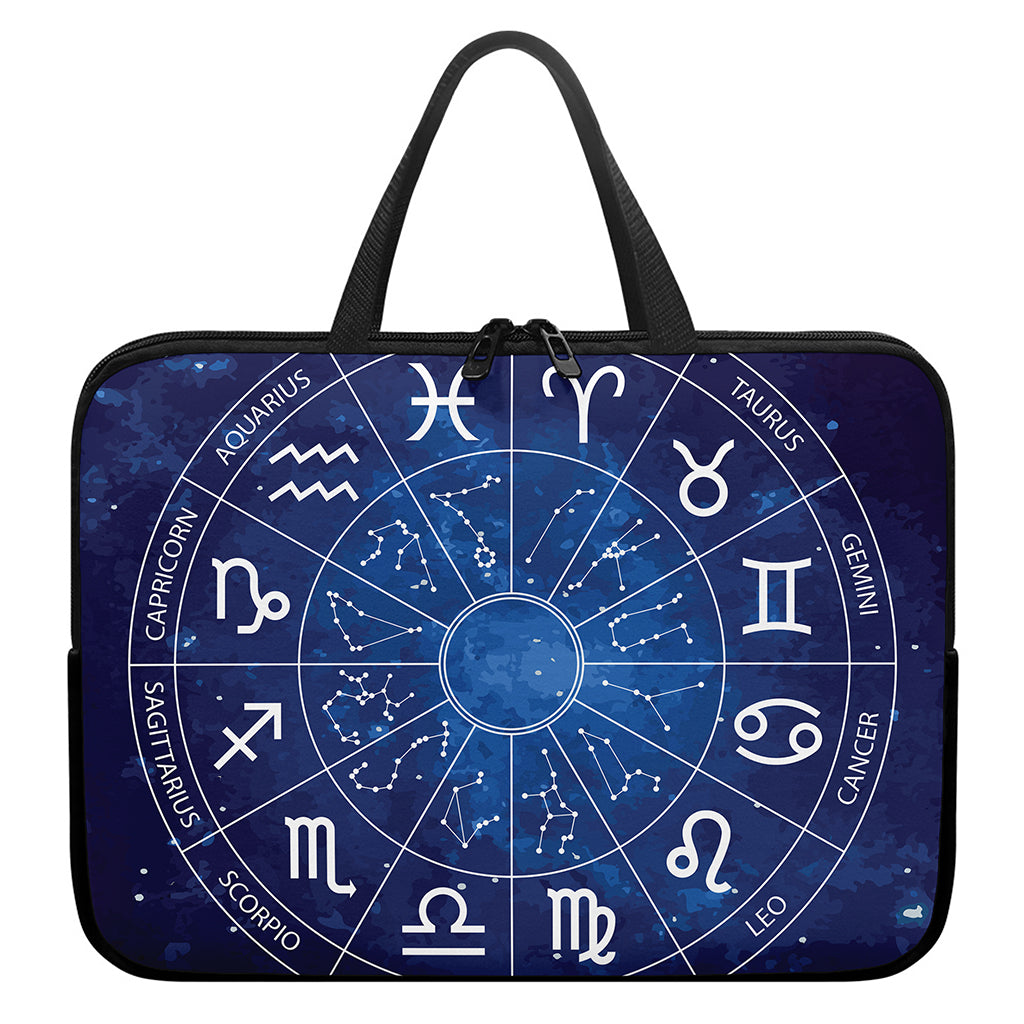 Zodiac Signs Wheel Print Laptop Sleeve With Handle