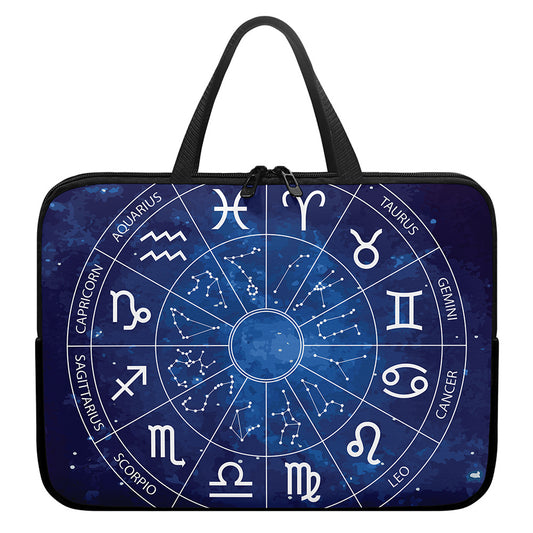 Zodiac Signs Wheel Print Laptop Sleeve With Handle