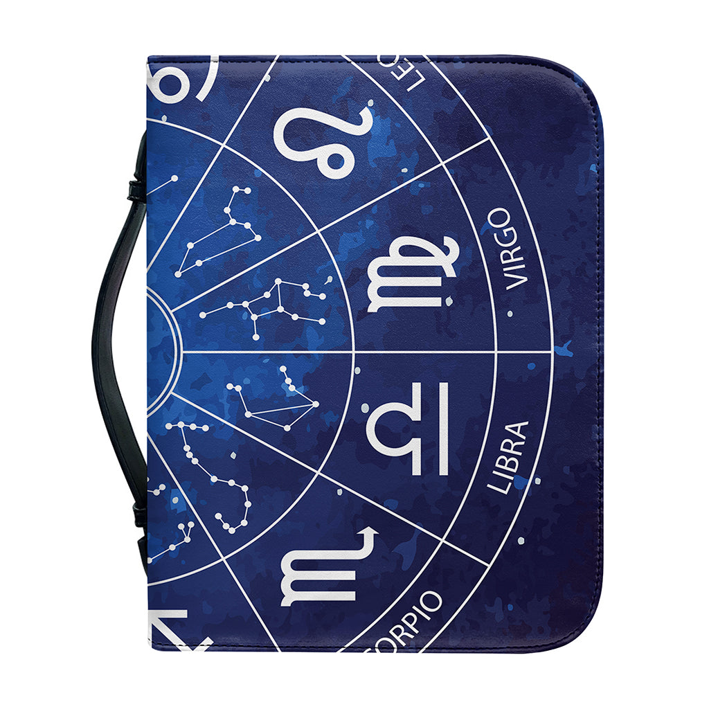 Zodiac Signs Wheel Print Leather Bible Cover