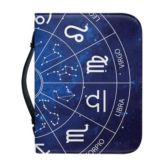 Zodiac Signs Wheel Print Leather Bible Cover