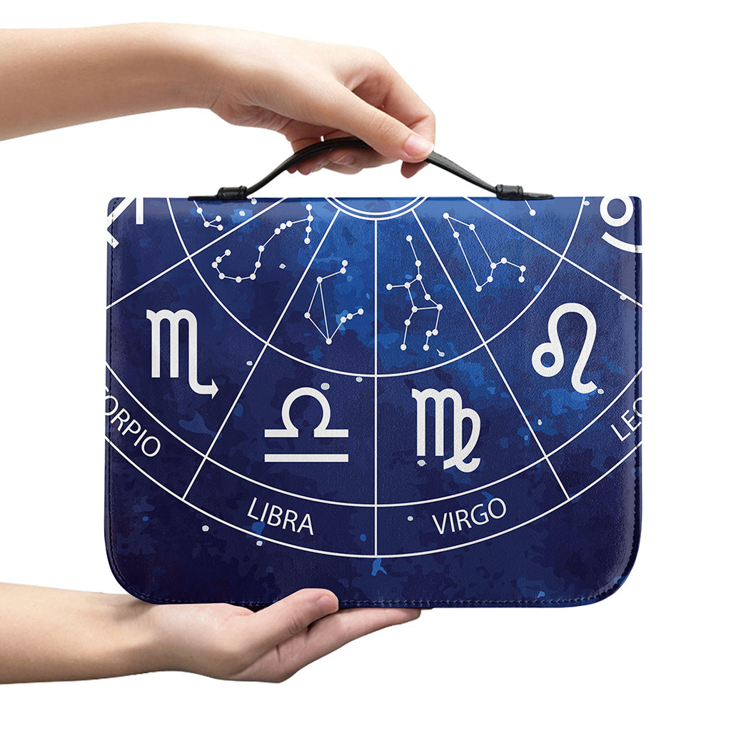 Zodiac Signs Wheel Print Leather Bible Cover