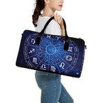 Zodiac Signs Wheel Print Leather Duffle Bag