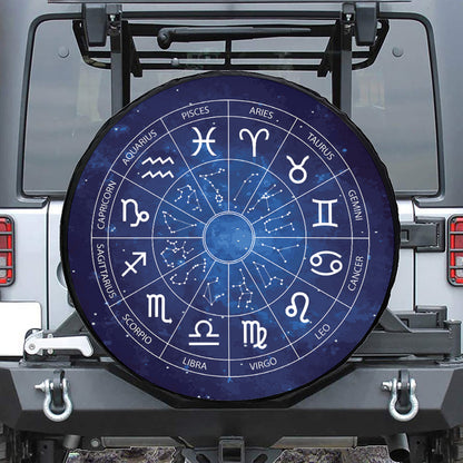 Zodiac Signs Wheel Print Leather Spare Tire Cover