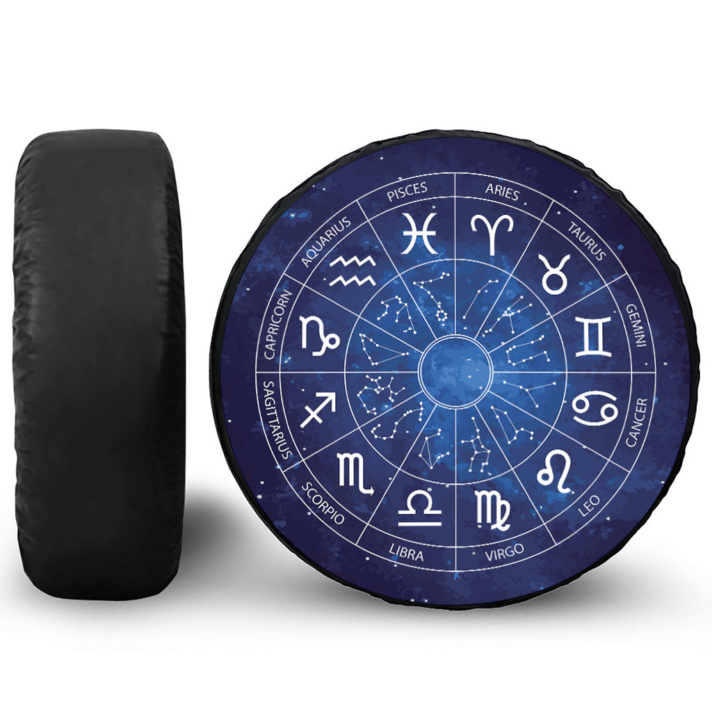 Zodiac Signs Wheel Print Leather Spare Tire Cover