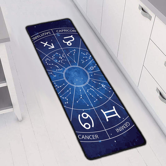Zodiac Signs Wheel Print Long Kitchen Mat