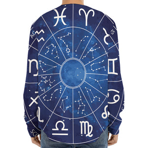 Zodiac Signs Wheel Print Long Sleeve Baseball Jersey