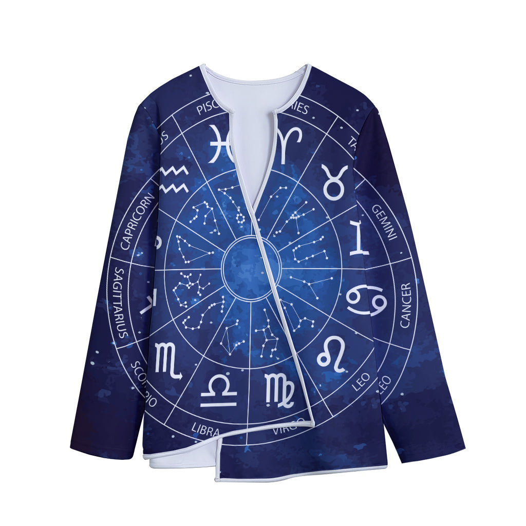Zodiac Signs Wheel Print Long Sleeve Short Coat