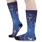 Zodiac Signs Wheel Print Long Socks