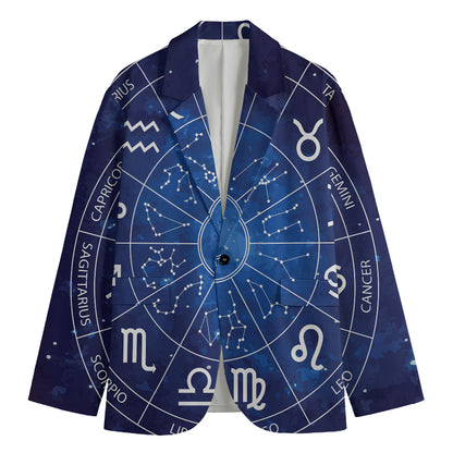 Zodiac Signs Wheel Print Men's Blazer