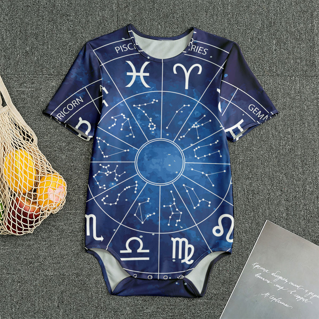 Zodiac Signs Wheel Print Men's Bodysuit