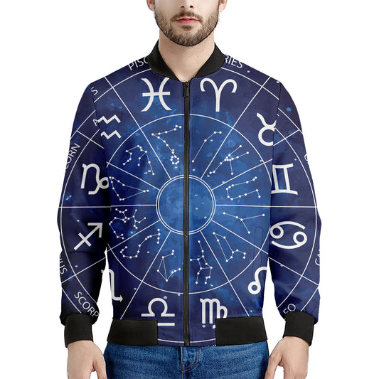 Zodiac Signs Wheel Print Men's Bomber Jacket