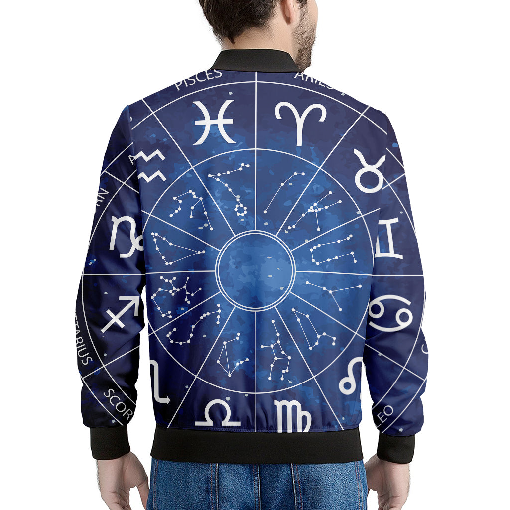 Zodiac Signs Wheel Print Men's Bomber Jacket