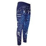 Zodiac Signs Wheel Print Men's Compression Pants