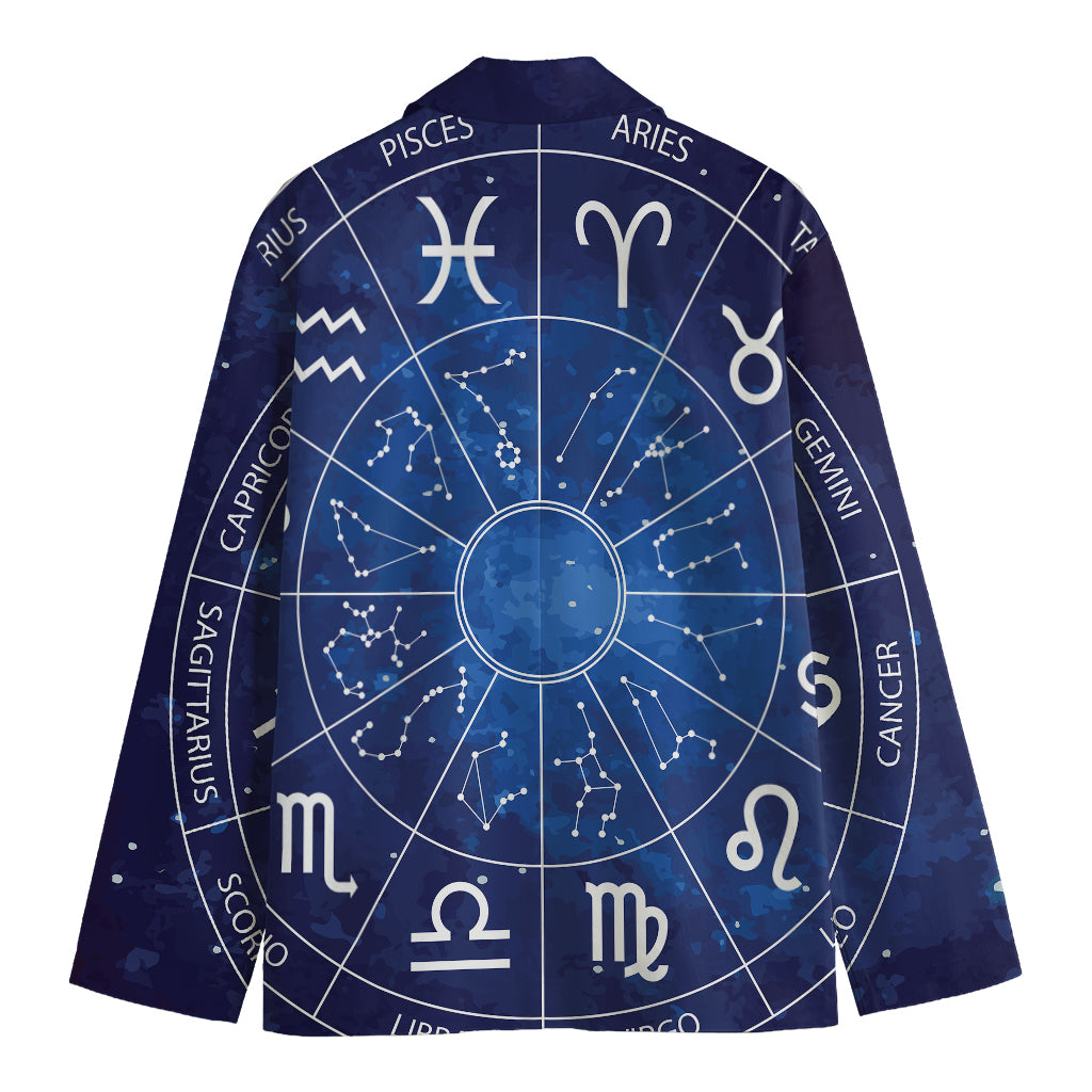 Zodiac Signs Wheel Print Men's Cotton Blazer