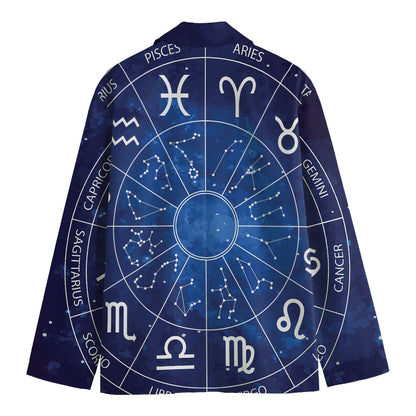 Zodiac Signs Wheel Print Men's Cotton Blazer